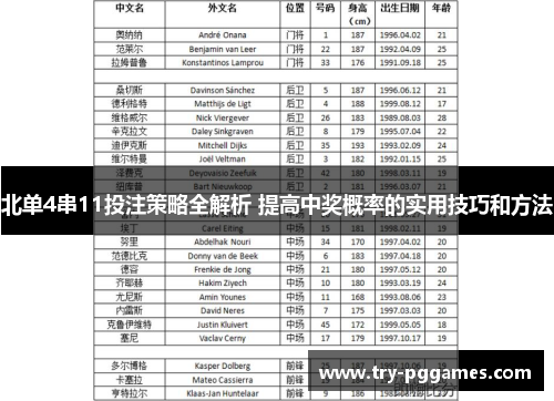 北单4串11投注策略全解析 提高中奖概率的实用技巧和方法